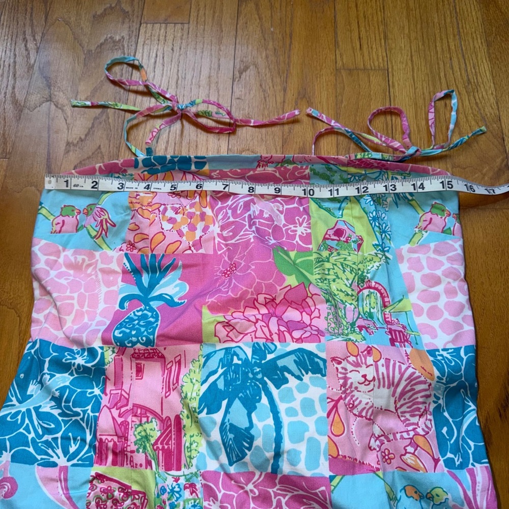 Vintage Lilly Pulitzer Patchwork Resortwear Cotton Shift Dress Pink Blue Size 8 - Picture 9 of 12